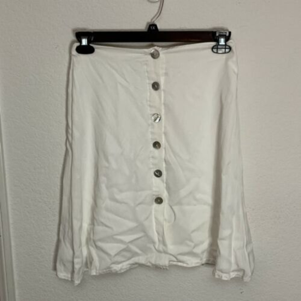 Shein White Skirt Button Down High Waisted Lined A-line Modest Preppy Size S